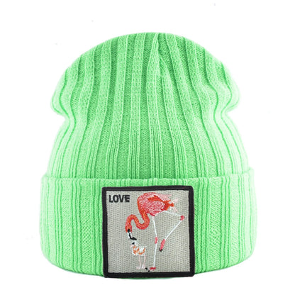 Skullies Beanies Women Autumn Winter Streetwear Knit Beanies Hat Men Knitted Solid Color Bonnet Gorras With Embroidery Patch Cap