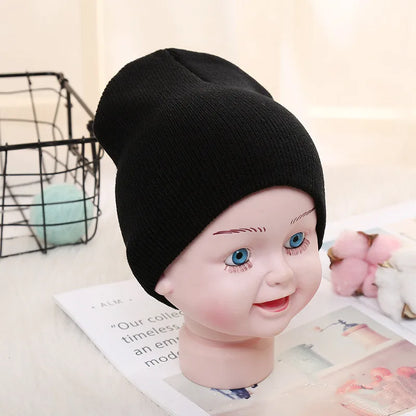 Kids Baby Solid Color Warm Soft Beanies Cap Hat Spring Autumn Winter Newborn Toddler Infant Knitted Cap Hat For Boy Girl