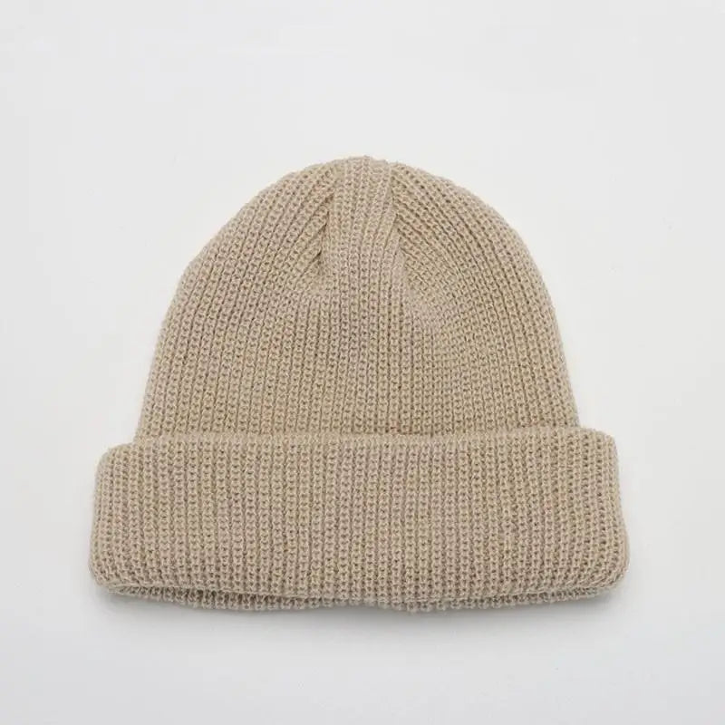 Hats For Women Black Beanie Knitted Hat Winter Men's Hats Women Beanies For Ladies Skullcap Solid Cap Retro Brimless Baggy