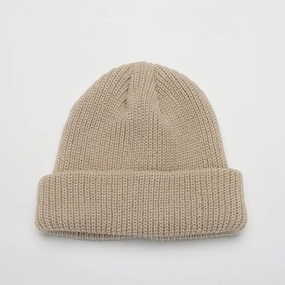 Hats For Women Black Beanie Knitted Hat Winter Men's Hats Women Beanies For Ladies Skullcap Solid Cap Retro Brimless Baggy