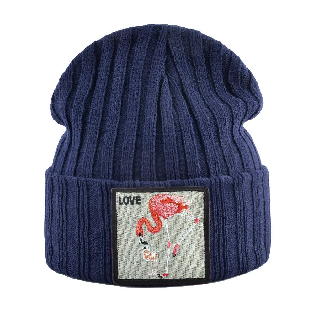 Skullies Beanies Women Autumn Winter Streetwear Knit Beanies Hat Men Knitted Solid Color Bonnet Gorras With Embroidery Patch Cap