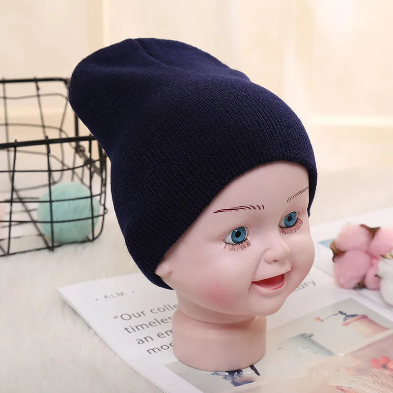 Kids Baby Solid Color Warm Soft Beanies Cap Hat Spring Autumn Winter Newborn Toddler Infant Knitted Cap Hat For Boy Girl