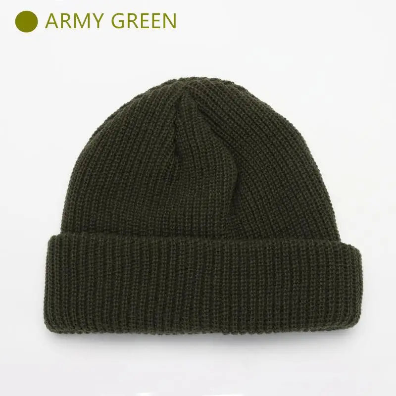 Hats For Women Black Beanie Knitted Hat Winter Men's Hats Women Beanies For Ladies Skullcap Solid Cap Retro Brimless Baggy