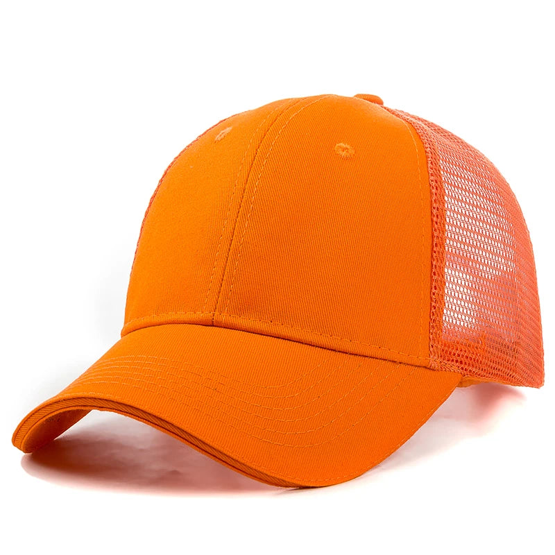 Unisex Mesh Cap Casual Plain Cotton Baseball Cap Adjustable Summer Trucker Hats For Women Men