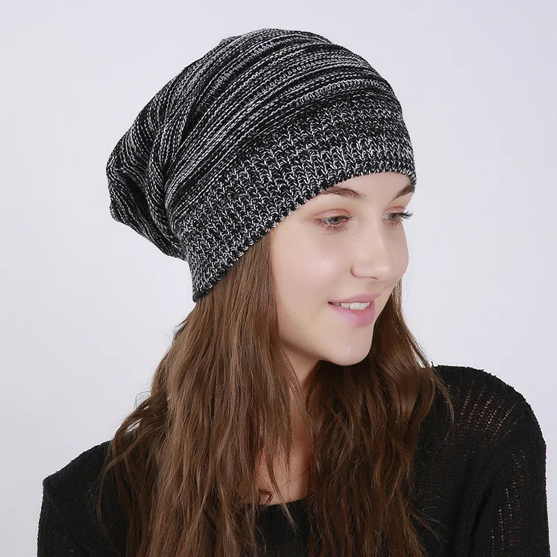 New Autumn Winter Women Warm Beanie Hat Mix Color Warm Knitted Hat For Women