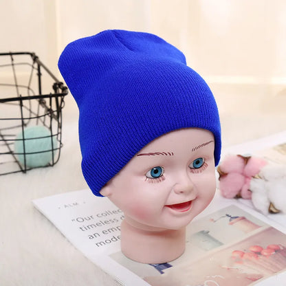 Kids Baby Solid Color Warm Soft Beanies Cap Hat Spring Autumn Winter Newborn Toddler Infant Knitted Cap Hat For Boy Girl