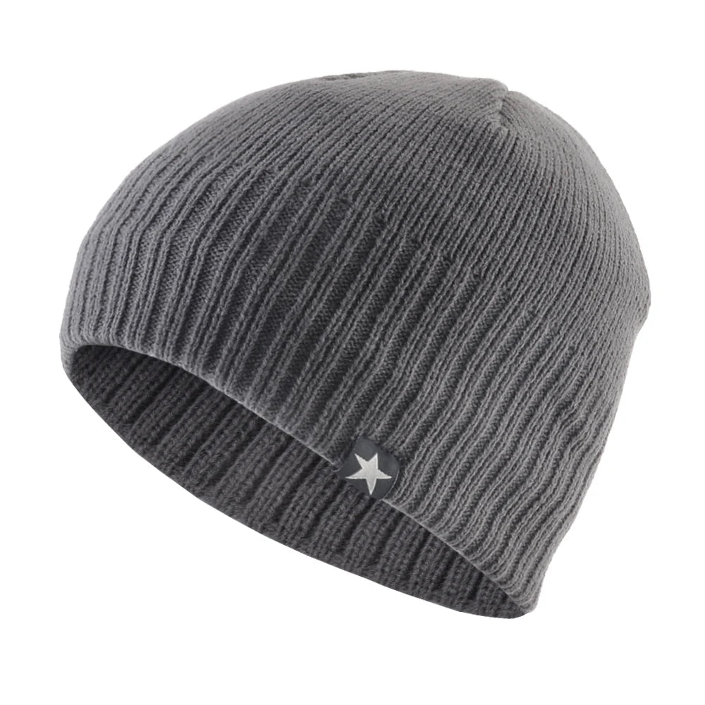 Men's Skullies Beanies Knitted Wool Hats Men Winter Knitting Thick Beanie Hat Double Layer Solid Color Velvet Warm Bonnet Cap