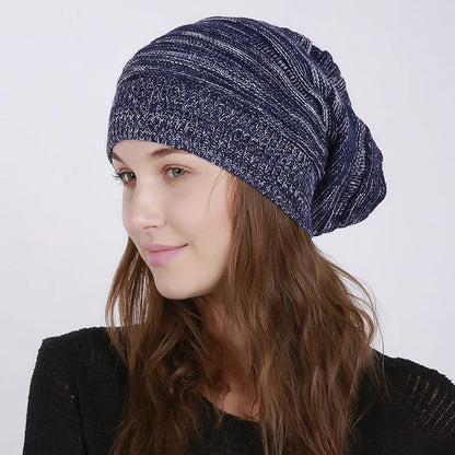 New Autumn Winter Women Warm Beanie Hat Mix Color Warm Knitted Hat For Women