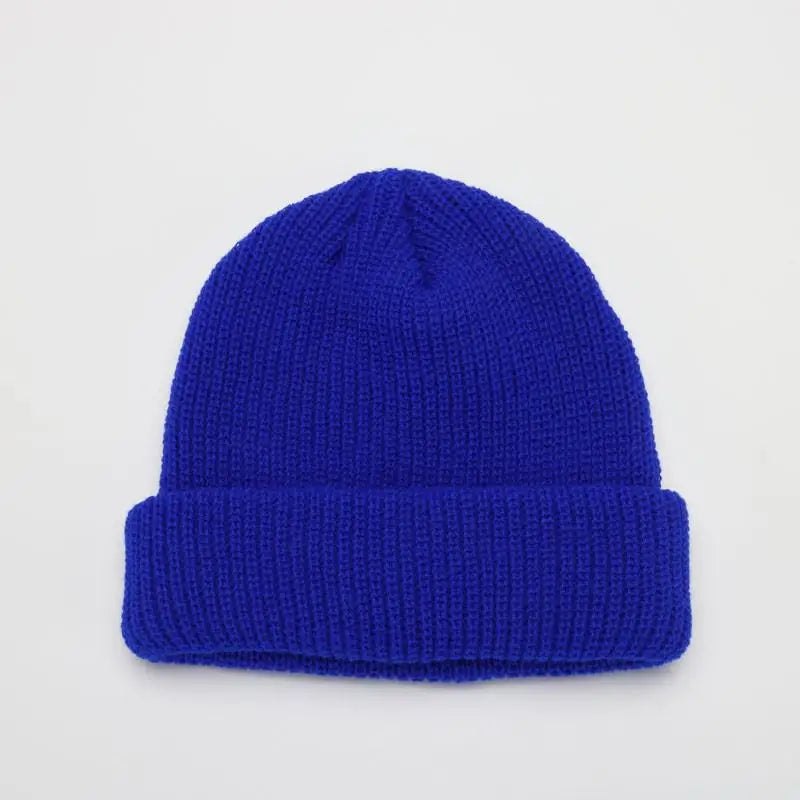 Hats For Women Black Beanie Knitted Hat Winter Men's Hats Women Beanies For Ladies Skullcap Solid Cap Retro Brimless Baggy