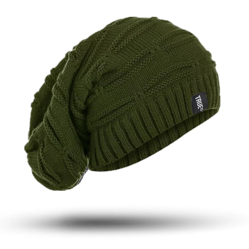New Letter Label Winter Hat Long Size Knitted Cap High Quality Casual Beanies For Men & Women Solid Bonnet Cap