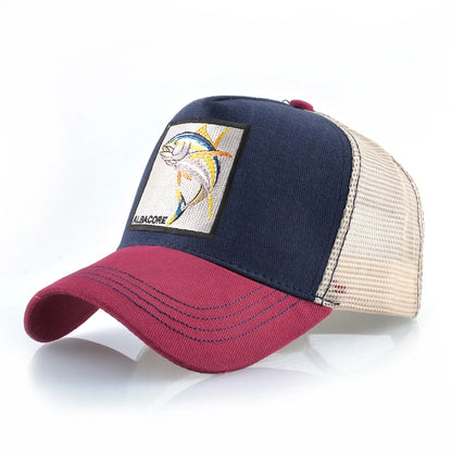 Breathable Mesh Baseball Cap Women Fashion Trucker Caps With Albacore Patch Men's Hip Hop Baseball Hat Snapback Bone Casquette
