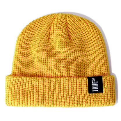 Hot Sale Daily Short Beanie Hat Unisex Sailor Style Winter Hat Men Women Ribbed Knitted Melon Cap True Letter Baggy Skull Hat