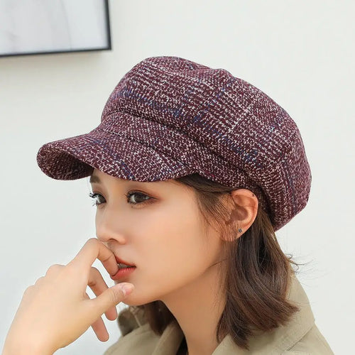 Autumn Winter Newsboy Cap Fashion Hats for Women Female Winter Painter Cap Visor Travel Beret Thick Warm Vintage Bonnet