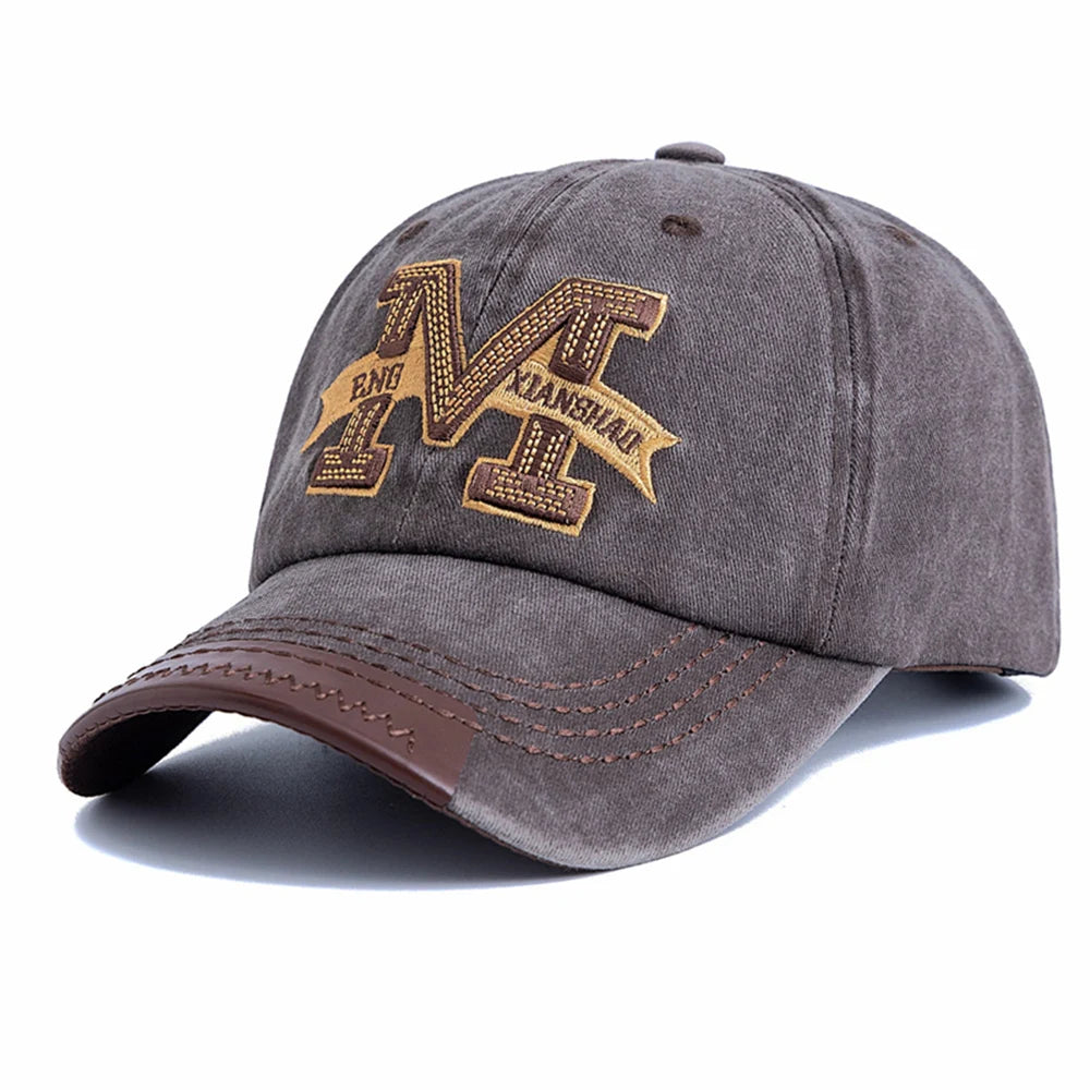 Hot Sale Unisex Baseball Cap M Letter Embroidery Dad Hat Women Men Outdoor Washed Cotton Cap
