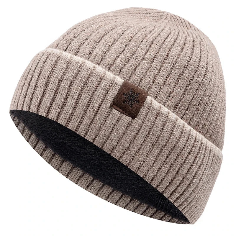 New Unisex Winter Hat Plush Fleece Warm Cap Snow Label Soft Beanie Hat For Men Women Outdoor Thicken Ski Sports Knitted Hat