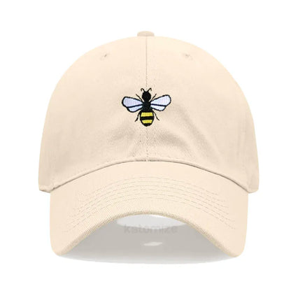 Washed Cotton Honeybee Embroidery Baseball Caps for Men Women Dad Hat Adjustable Snapback Cap Wholesale Dropshipping
