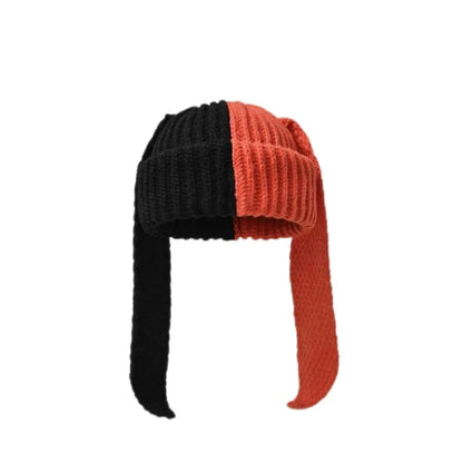 Winter Knitted Hats For Women Cute Rabbit Ear Soft Warm Thick Acrylic Luxury Brand Label Beanies Skullies Personality Casual Cap
