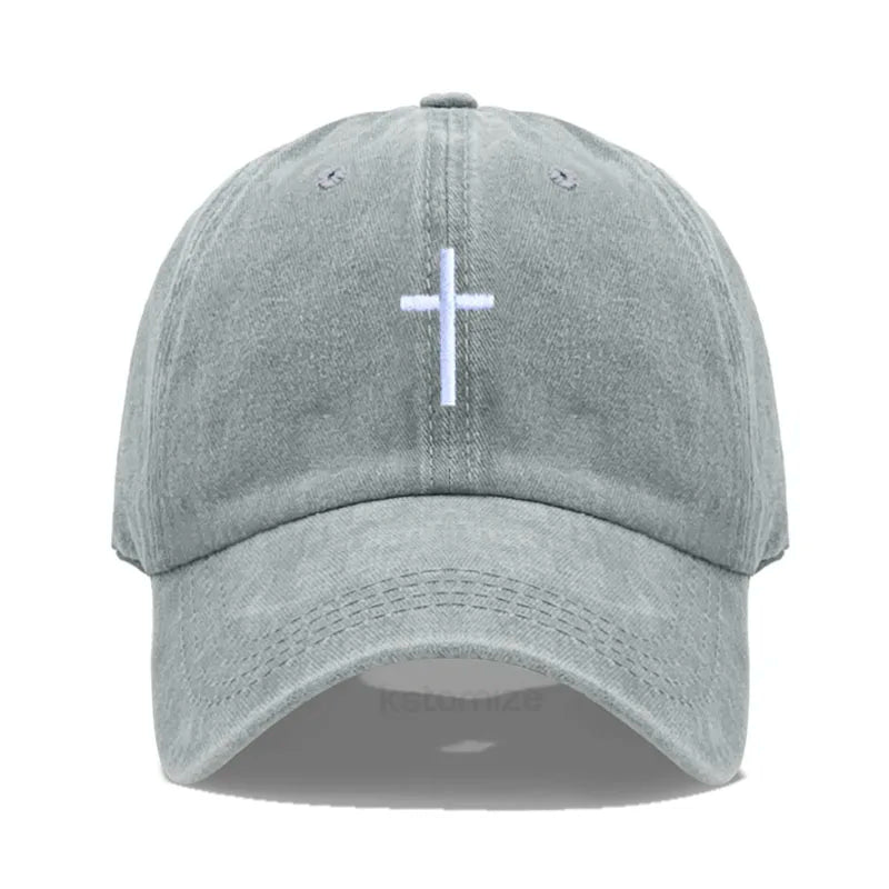 Cross Embroidered Baseball Cap for Women Men Fashion Adjustable Washed Cotton Dad Hat Unisex Classic Golf Caps