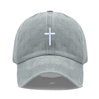 Cross Embroidered Baseball Cap for Women Men Fashion Adjustable Washed Cotton Dad Hat Unisex Classic Golf Caps