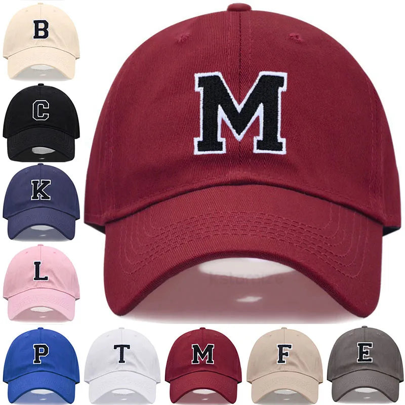 Initials Letters A-Z Embroidery Baseball Cap For Men Women Soft Cotton Fashion Dad Hat Adjustable Wholesale Dropshipping