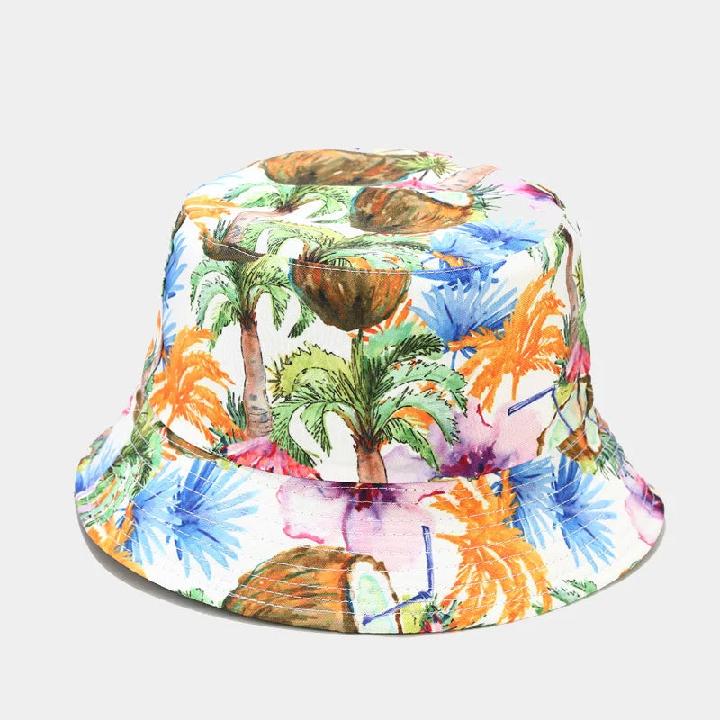 fashion plant printing pattern fisherman hat spring and summer outdoor sun protection fisherman cap unises fishing caps