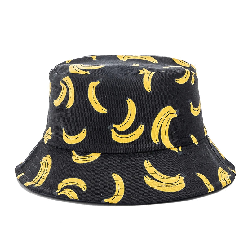 Hot Sale Unisex Bucket Hats Summer Double-sided Wear Fruit Printing Women Cap Outdoor Sun Hat Men Classic Panama Bucket Hat