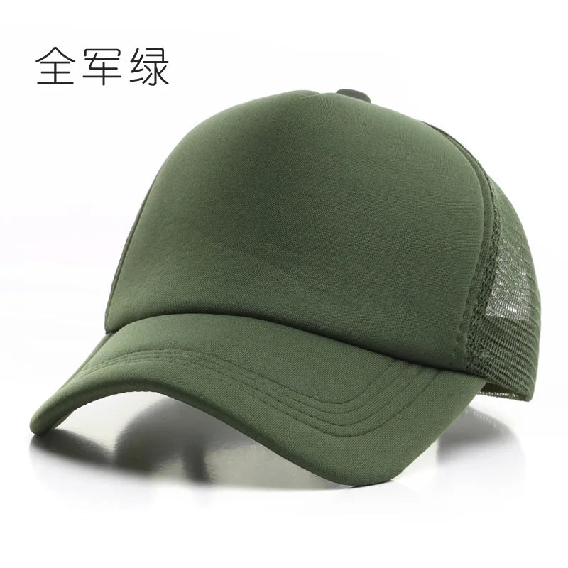 1 Piece Summer Trucker Hat Men Women Net Polyester Baseball Cap Blank Mesh Dad Hats Adjustable Sun Hat Visor