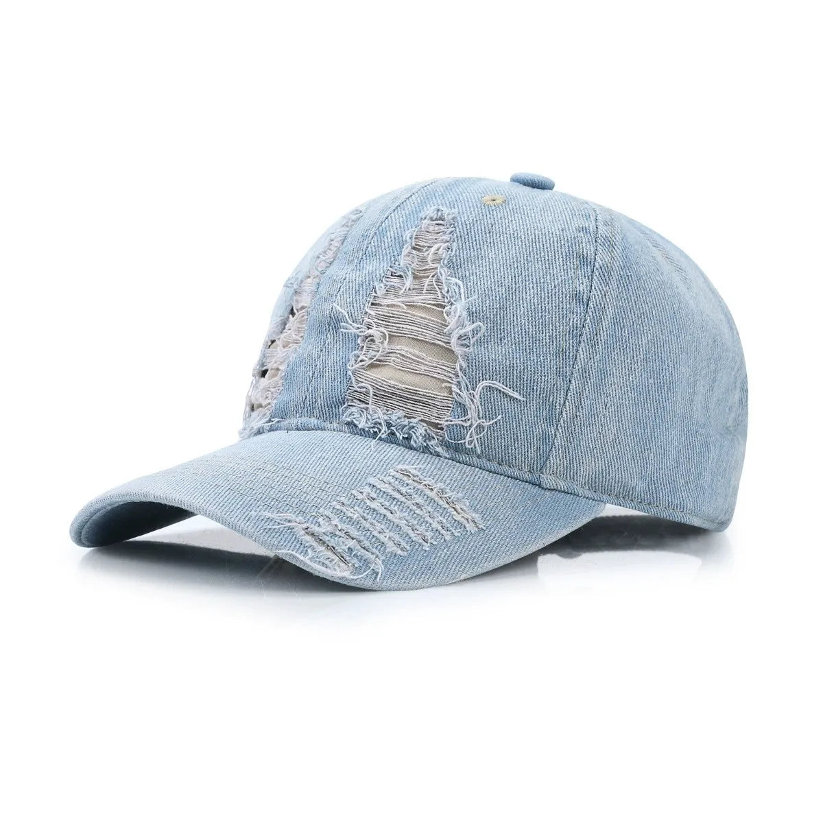 Korean Fashion Baseball Cap For Punk Ripped Retro Denim Jeans Graffiti Cool Long Rabbit Ear Street Hip Hop Sun Hats Visors
