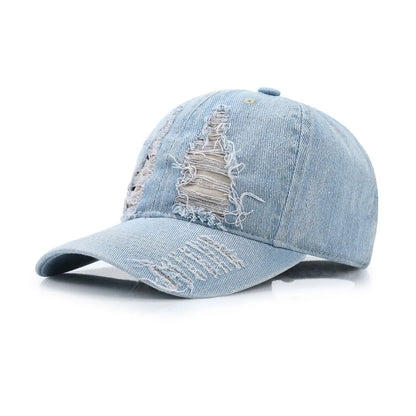Korean Fashion Baseball Cap For Punk Ripped Retro Denim Jeans Graffiti Cool Long Rabbit Ear Street Hip Hop Sun Hats Visors