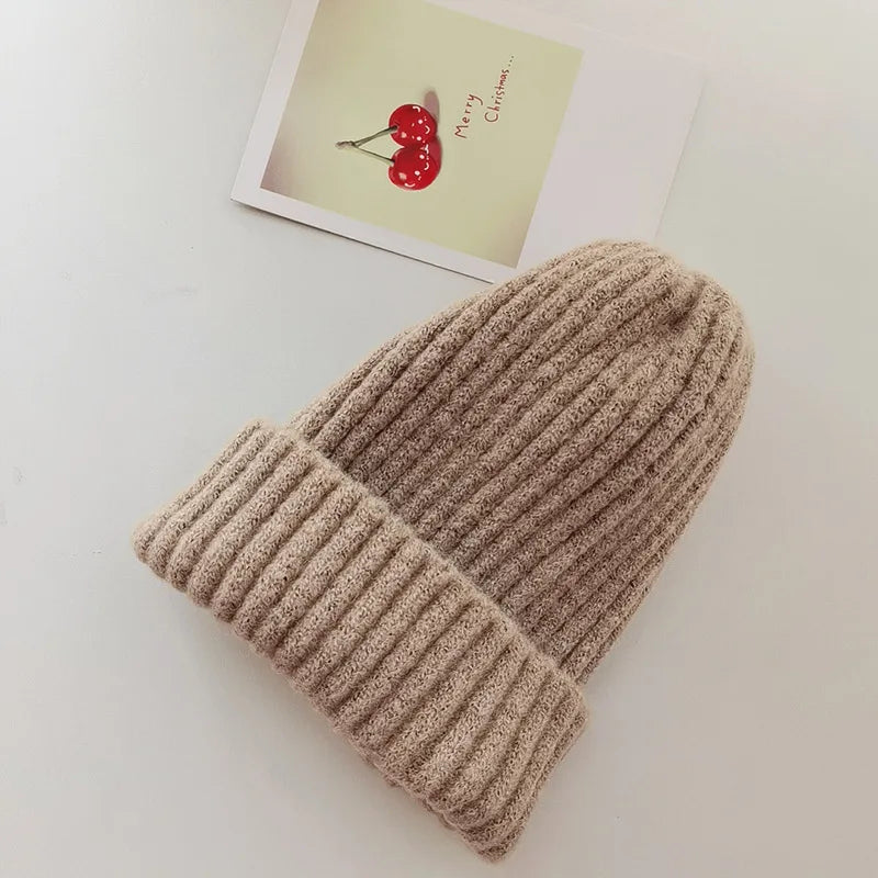 Winter Hats For Girls Boys Beanie Children Solid Color Knitted Ear Protection Keep Warm Baggy Cap Trendy Bonnet Winter Cap