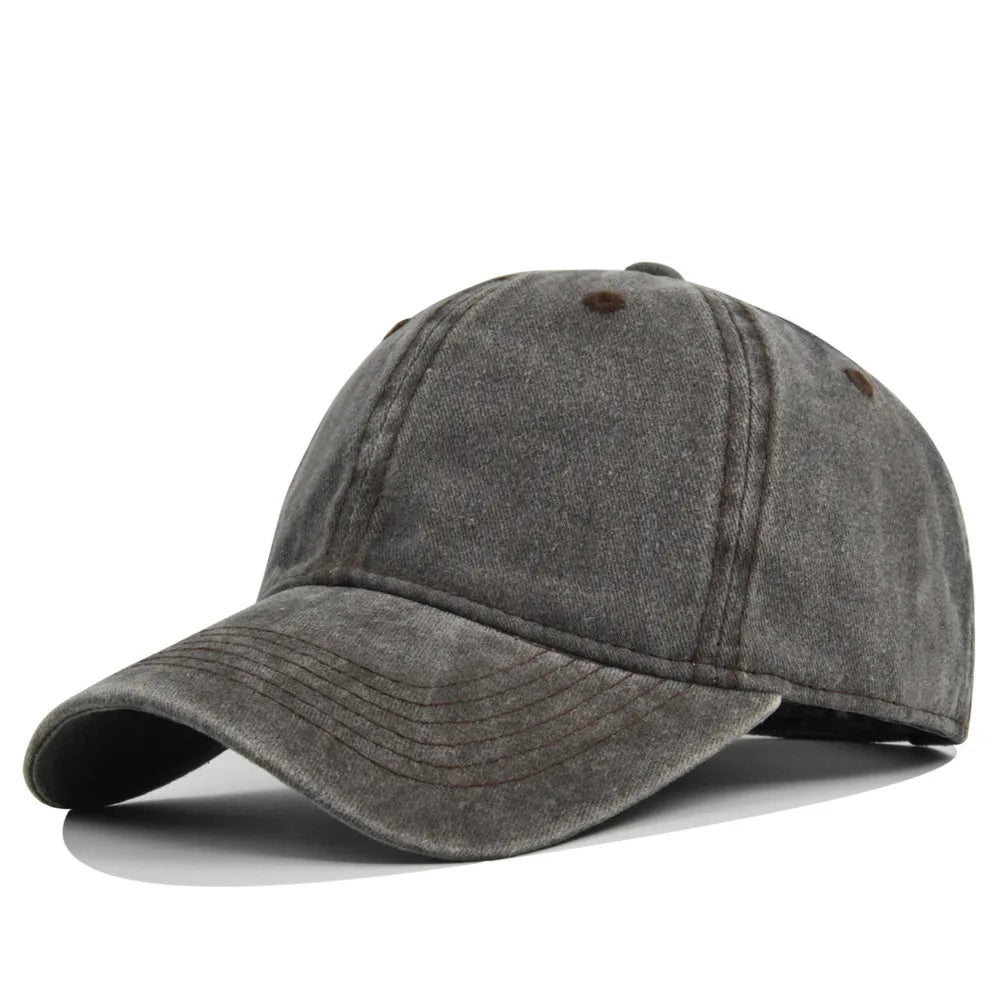 Unisex Retro Washed Cotton Baseball Cap – Solid Color Y2K Hip Hop Snapback Outdoor Sport Hat