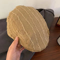 Japanese Retro Solid Color Striped Beret Women's Spring and Summer Literary Retro Versatile Face Small Thin Newsboy Cap