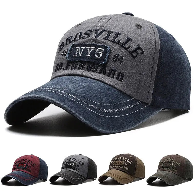 Men’s Distressed Washed Cotton Baseball Cap Embroidered Casual Sun Protection Hat