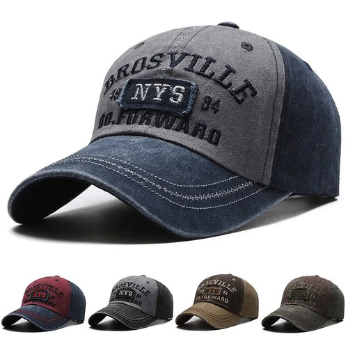 Men’s Distressed Washed Cotton Baseball Cap Embroidered Casual Sun Protection Hat