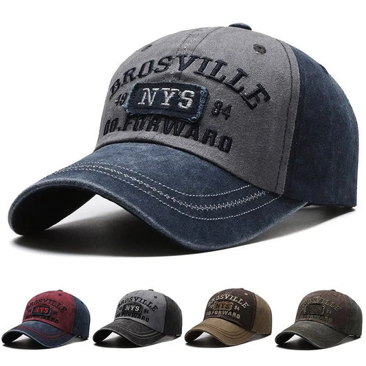 Men’s Distressed Washed Cotton Baseball Cap Embroidered Casual Sun Protection Hat