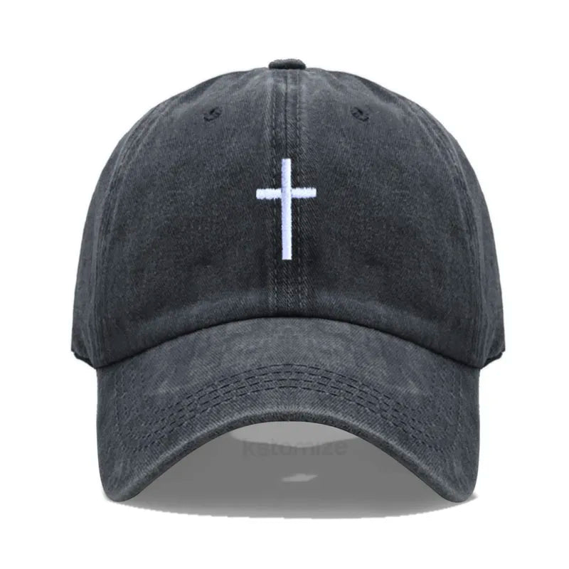 Cross Embroidered Baseball Cap for Women Men Fashion Adjustable Washed Cotton Dad Hat Unisex Classic Golf Caps
