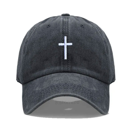 Cross Embroidered Baseball Cap for Women Men Fashion Adjustable Washed Cotton Dad Hat Unisex Classic Golf Caps