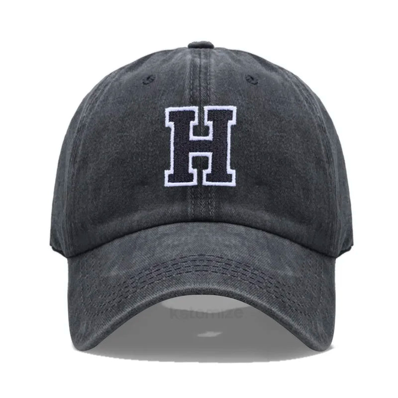 Initial Letter A-Z Embroider Baseball Cap For Men Womne Washed Cotton Dad Hat Fashion Team Sport Visors Snapback Caps