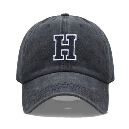 Initial Letter A-Z Embroider Baseball Cap For Men Womne Washed Cotton Dad Hat Fashion Team Sport Visors Snapback Caps