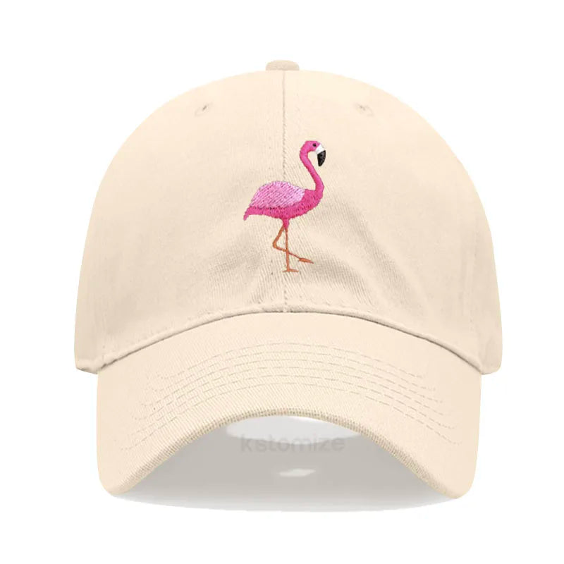 Animal Embroidery Flamingo Baseball Caps for Men Women Retro Soft Washed Cotton Dad Hat Snapback Cap Wholesale Dropshipping