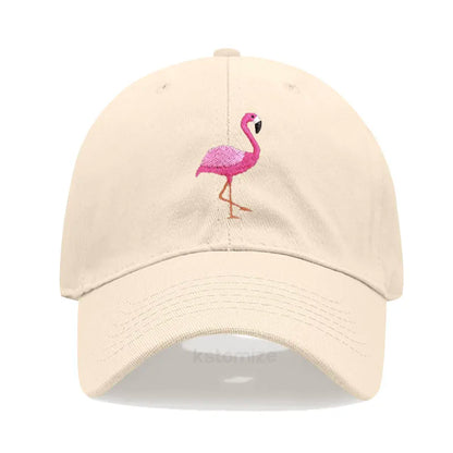 Animal Embroidery Flamingo Baseball Caps for Men Women Retro Soft Washed Cotton Dad Hat Snapback Cap Wholesale Dropshipping