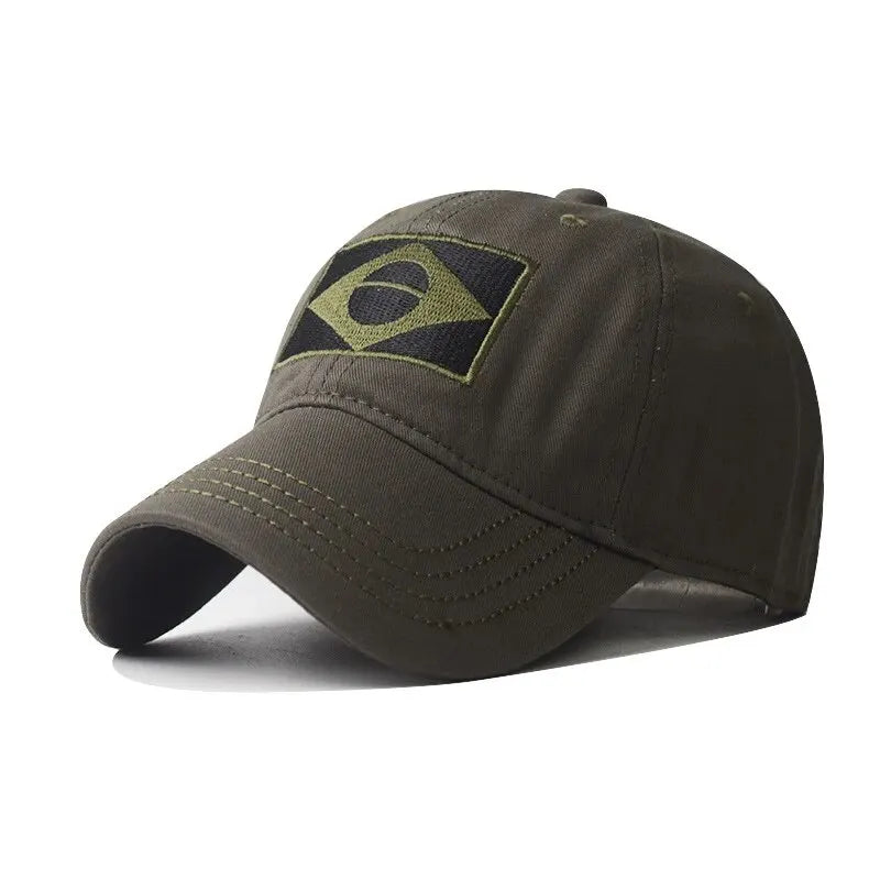Men’s Camouflage Baseball Cap Brazil Flag Embroidered Tactical Outdoor Hunting Dad Hat