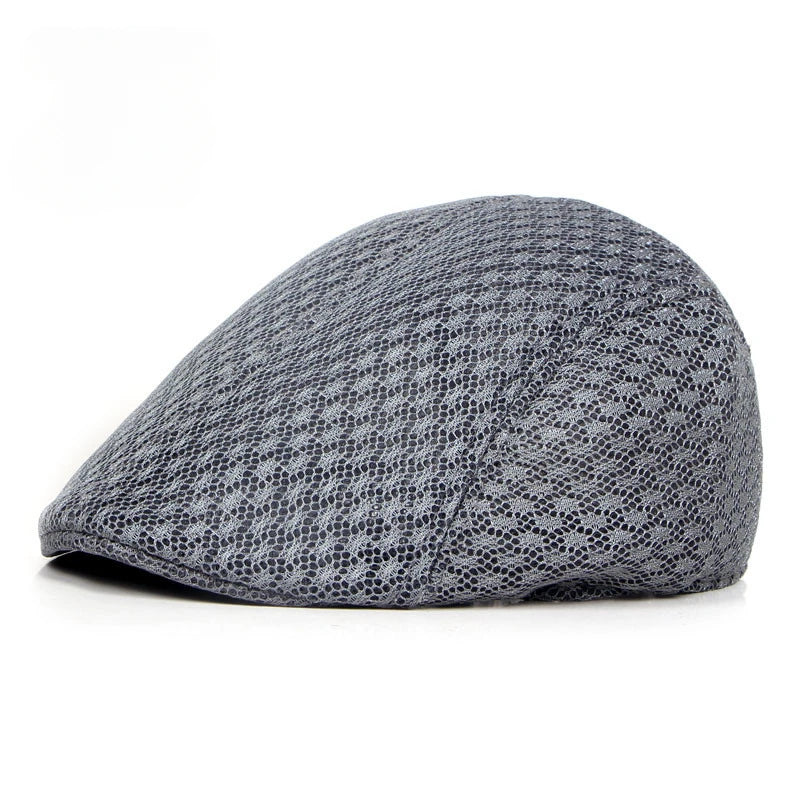 Korean Version of Men's and Women's Berets Solid Color Hollow Mesh Caps Forward Caps Breathable Summer Sun Hats