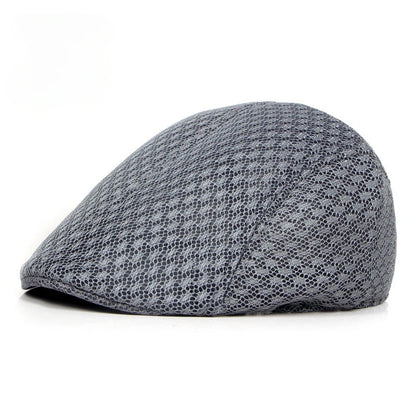 Korean Version of Men's and Women's Berets Solid Color Hollow Mesh Caps Forward Caps Breathable Summer Sun Hats