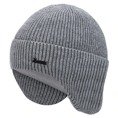 New Men Winter Hat Add Fleece Warm Earflap Cap Stylish Soft Beanie Hat For Male Outdoor Thicken Ski Sports Knitted Hat