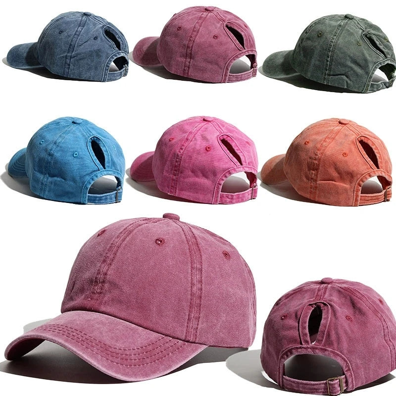 Washed  Baseball Cap Amazon European and American Popular Trendy Curved Brim Peaked Cap  Women's Outdoo