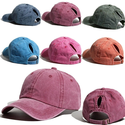 Washed  Baseball Cap Amazon European and American Popular Trendy Curved Brim Peaked Cap  Women's Outdoo