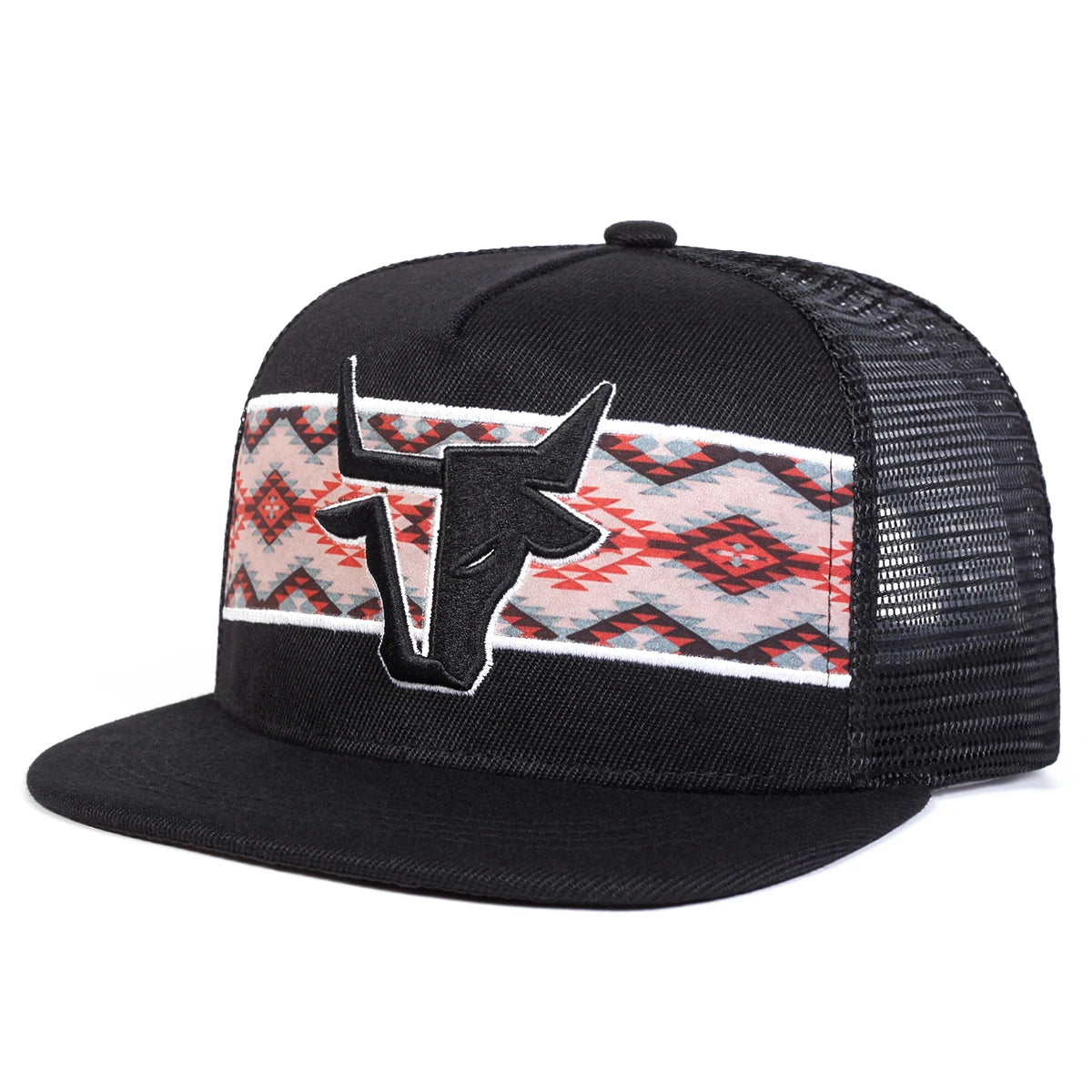 Unisex Personalized Bull Head Embroidery Hip-hop Net Hats Spring Summer Outdoor Adjustable Casual Baseball Caps Sunscreen Hat