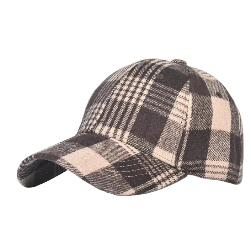 Fall Winter Hat Men's Spring Summer Outdoor Sunscreen Visor Classic Checkered Baseball Cap Hard Top Women's Cap Warm Peaked Cap