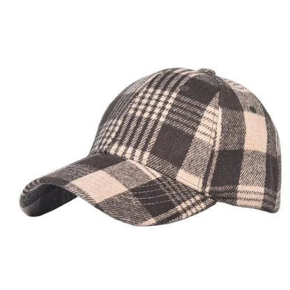 Fall Winter Hat Men's Spring Summer Outdoor Sunscreen Visor Classic Checkered Baseball Cap Hard Top Women's Cap Warm Peaked Cap